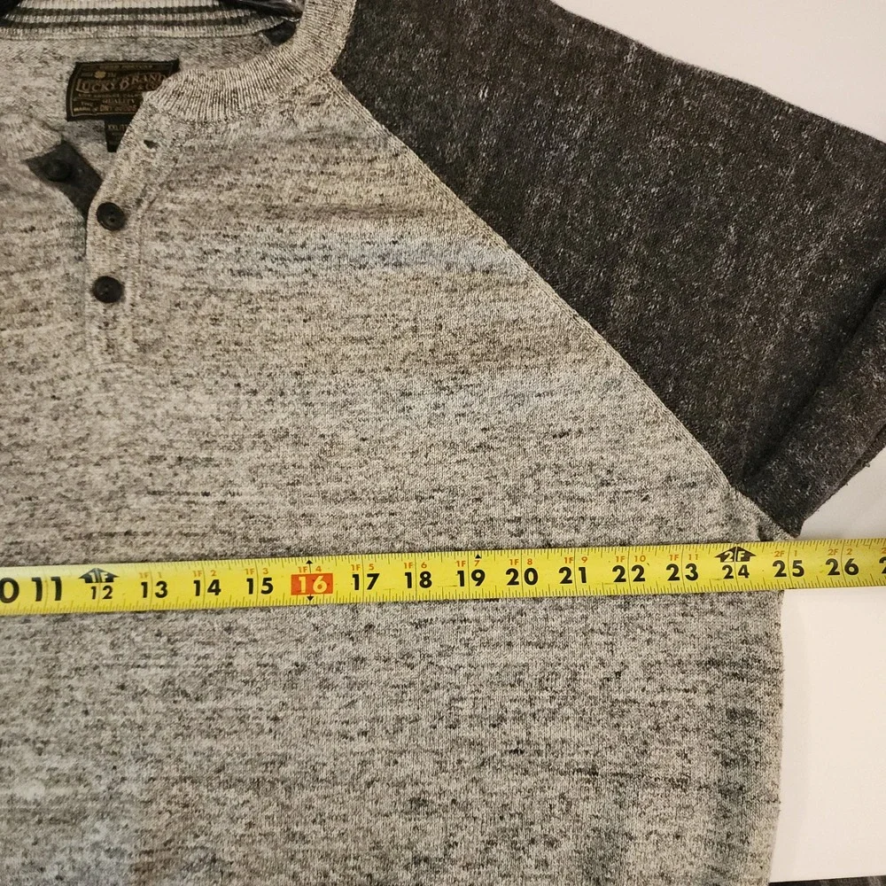 D1 ‎ Lucky Brand Mens Raglan Long Sleeve Henley Sweater Knit XXLTIG Gray